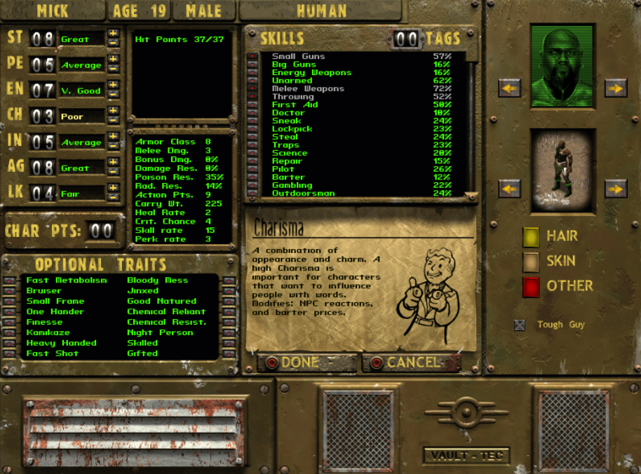 Fallout Tactics таблица