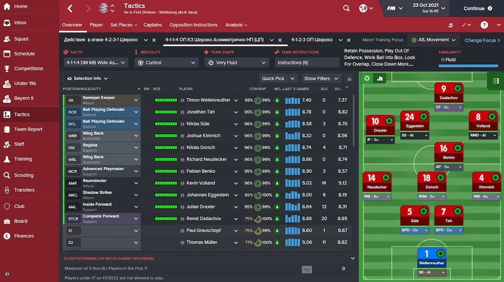 Football Manager 2016 тактика Баварии