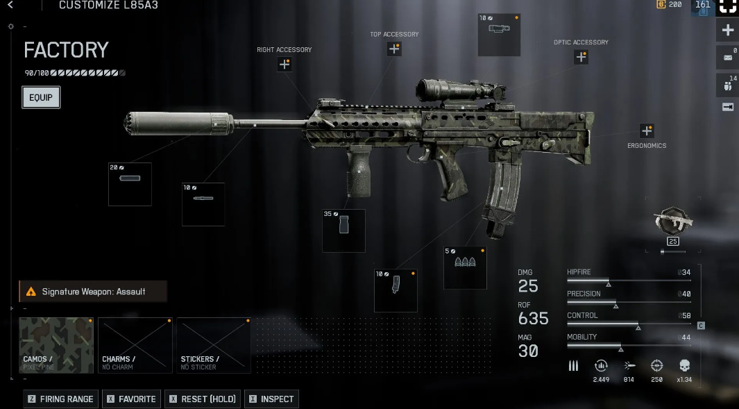 Испытание характеристик оружия L85A3