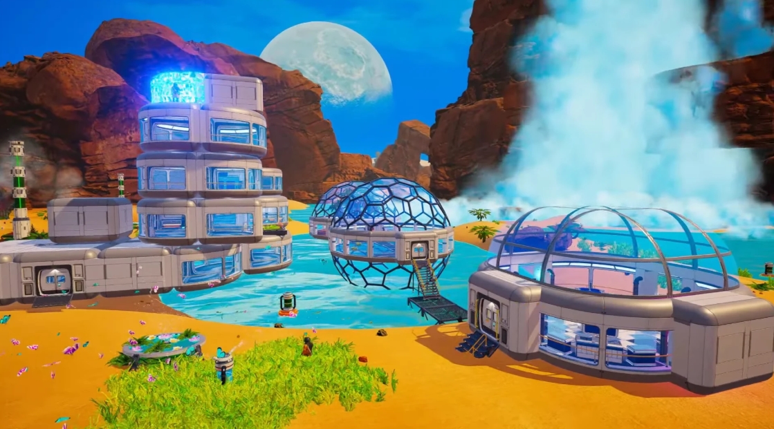 футуристическая колония возле оазиса в The Planet Crafter
