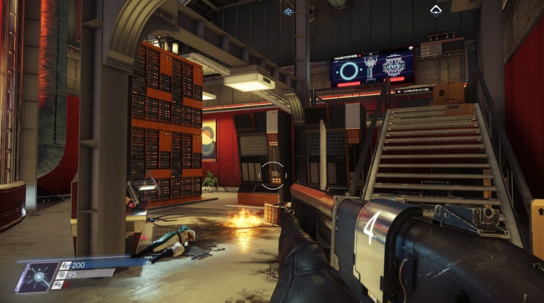сцена боя внутри станции Talos 1 в игре Prey