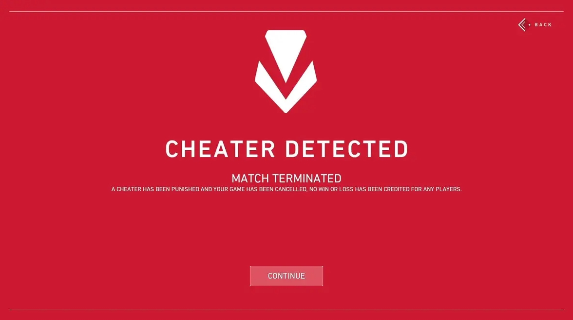 Экран Vanguard в Valorant с сообщением Cheater Detected — Riot Games усилила борьбу с DMA-читами после обновления античита