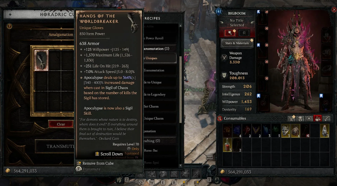 Где найти Перчатки Крушителя миров в Diablo 4: фарм у Грегуара, крафт в Кубе и улучшение предметов — изображение 2