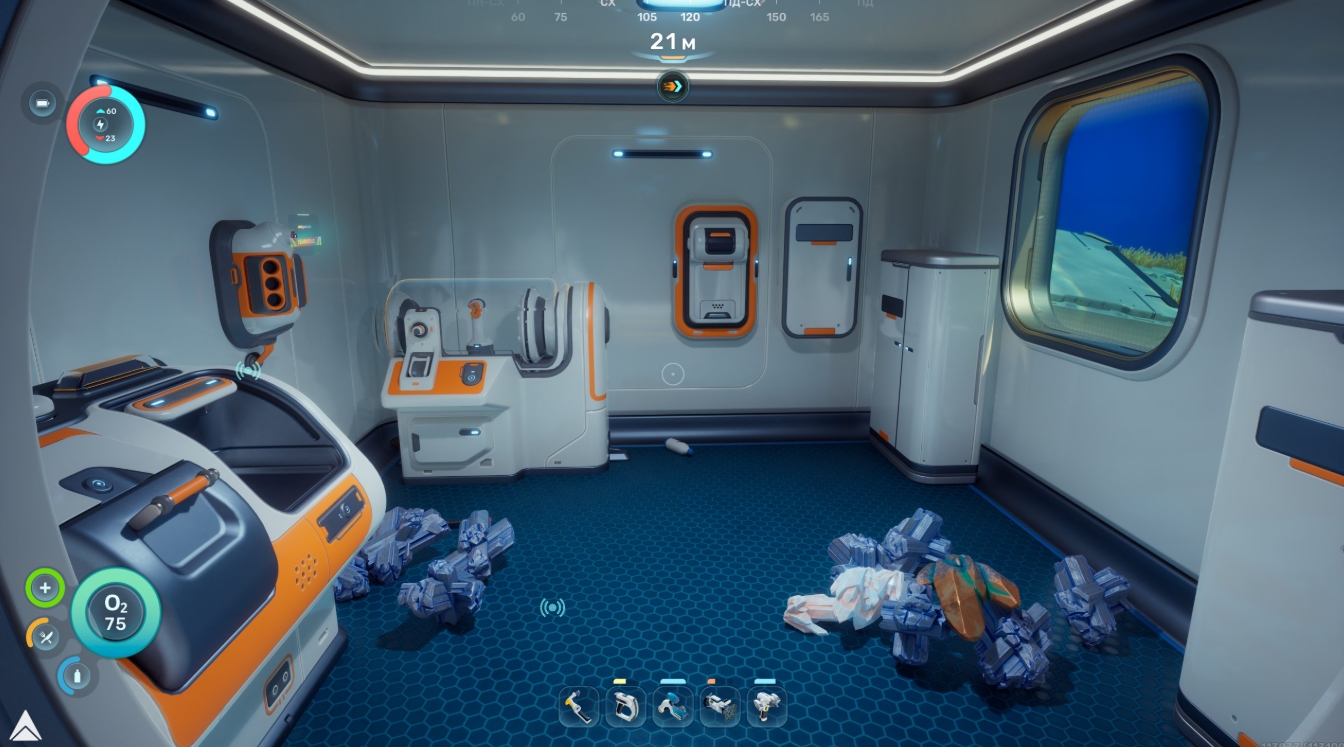 Внутренняя часть подводной базы в Subnautica 2 после снижения стоимости строительства внутренних стен