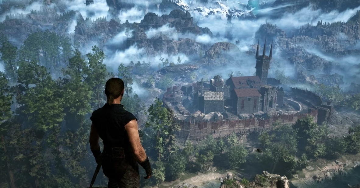 Панорамный вид на крепость Старого лагеря и окрестности Долины Рудников в Gothic 1 Remake