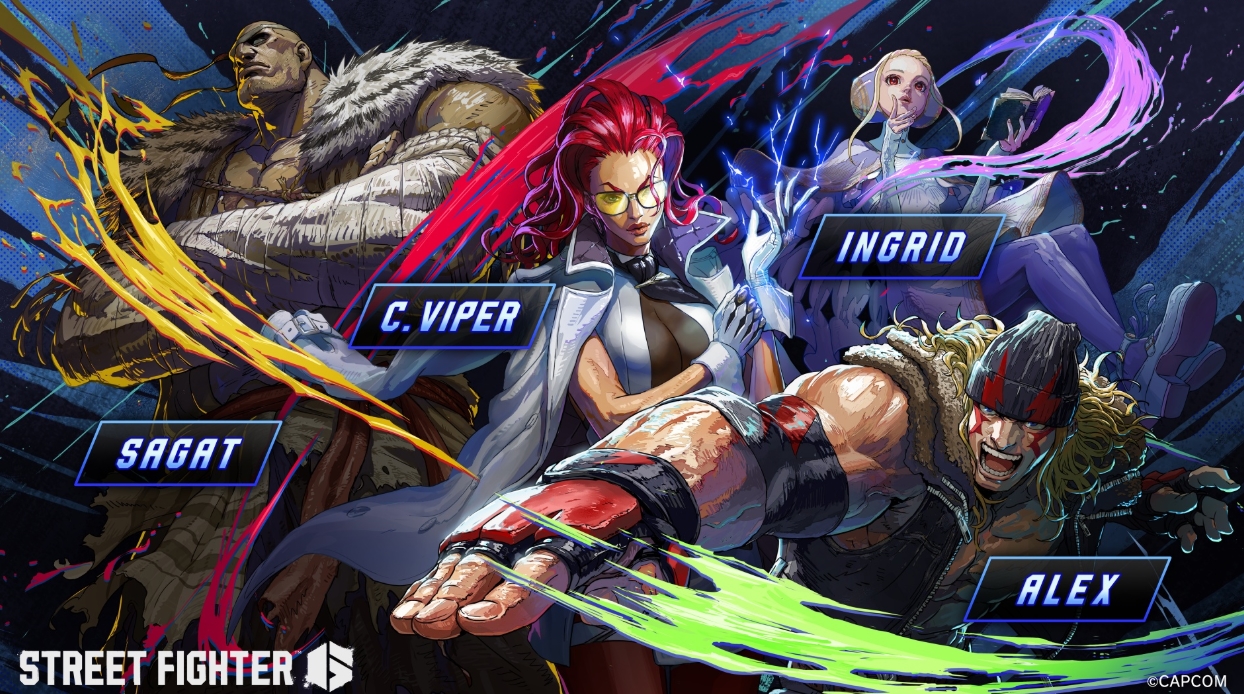Постер Street Fighter 6 с новыми персонажами четвёртого года поддержки, включая Сагата, С. Вайпер, Алекса и Ингрид