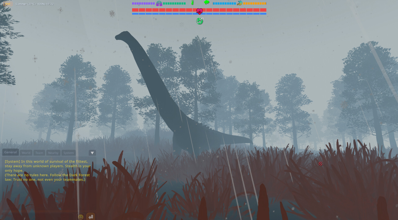 Огромный зауропод исследует заснеженный лес в Mesozoic Dawn