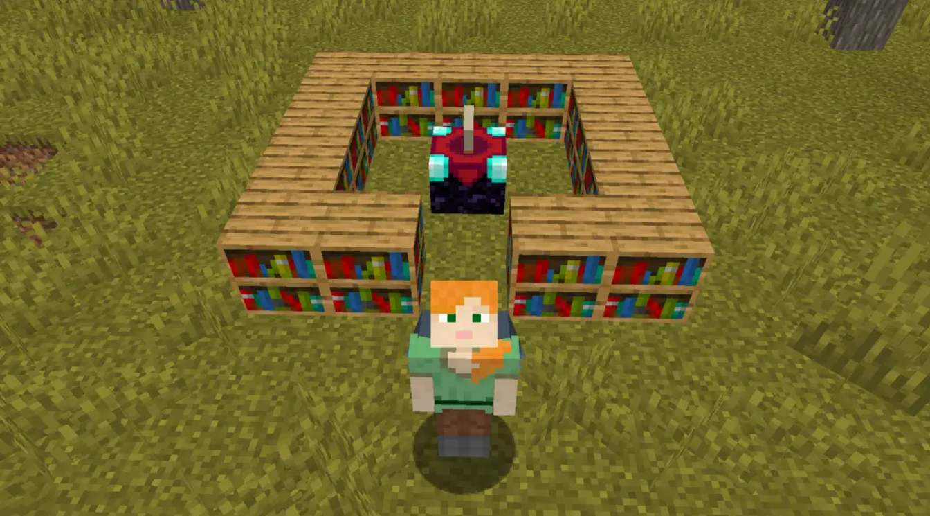 Minecraft: рецепт стола зачарования, правильное размещение 15 полок и 5 идей дизайна комнаты — изображение 1