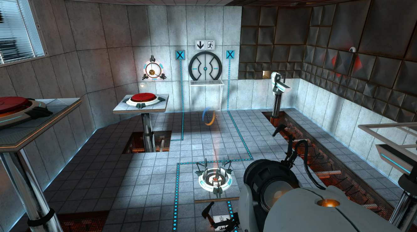 Portal 2 — тестовая камера с порталами и кнопками, игра, где Чет Фалишек писал знаменитый юмор GLaDOS