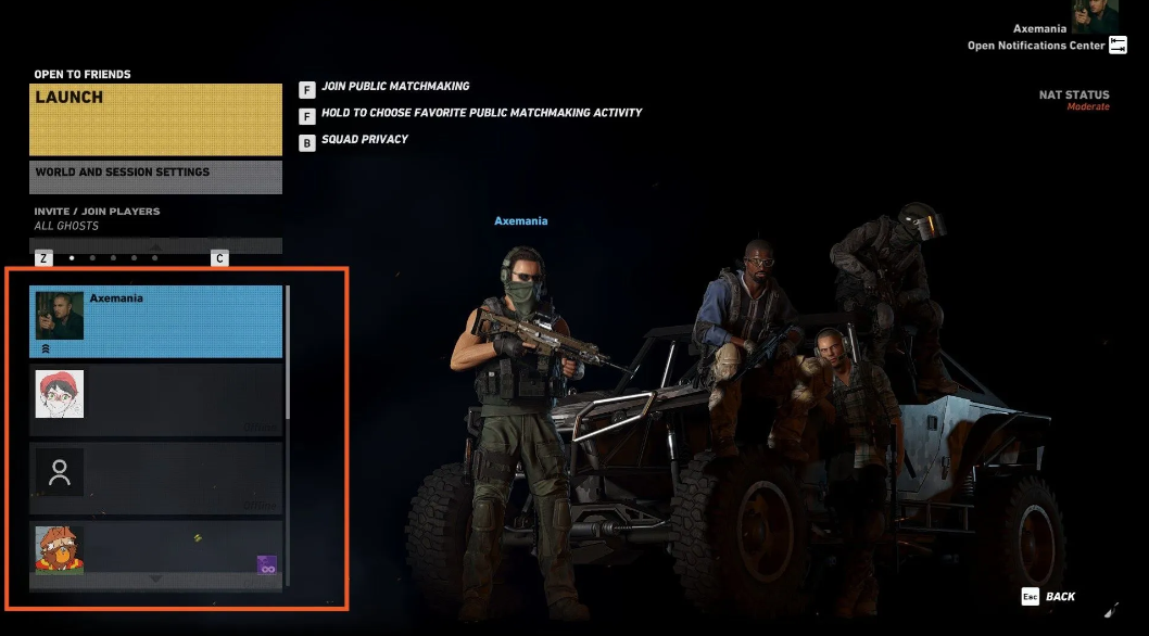 Приглашение друзей в Wildlands