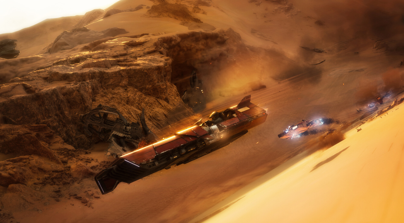 Геймплей Star Wars: Galactic Racer с гонкой на спидер-байке по снежной планете